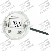 CONTROL COMPANY Waterproof Thermometer: Food Safety, LCD, 5 in Overall Lg, 1 3/4 in Dial Size (MPN 4202). Key specifications — Accuracy: ±1 °C; Brand: CONTROL COMPANY; Case Material: Stainless Steel; Display Type: LCD; NSF Certified: No; Thermometer Type: Dishwasher Thermometer; Metal Detectable: No.