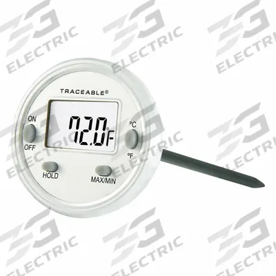 CONTROL Waterproof Thermometer: Food Safety, LCD, 5 in Overall Lg - Dishwasher Thermometers