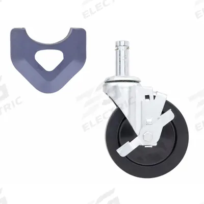 METRO Rubber Swivel/Brake Stem Caster: 5 in Caster Wheel Dia, Swivel with Brake - Casters for Metro Plastic Shelving
