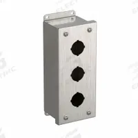 HAMMOND Push Button Enclosure: 30mm, 3 Holes, 316 Stainless Steel, NEMA 3R/4/4X (MPN 1435S16C). Key specifications — attr211299: HAMMOND; attr1043605: Washdown-Corrosion-Resistant.