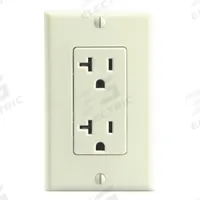 LEVITON Receptacle: Decorator Duplex, 5-20, Ivory, 125V AC, 20 A, 2 Pole / 3 Wire (MPN 16352-I)