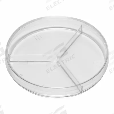 QORPAK Petri Dish: 99.82 mm Dia, 14.99 mm Overall Ht, No Surface Treatment, (3) Compartments - Petri Dishes