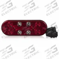 MAXXIMA Stop/Turn/Tail Light: LED, Stop, Turn, and Tail Combo Light, Clear/Red, Oval, Surface Mount (MPN M63354-HYB). Key specifications — Standards: DOT Compliant; Electrical Connection: PL-3 Female Connector; Brand: MAXXIMA; Installation Type: Permanent; Lens Color: Clear; Mount Type: Tape; Lighting Technology: LED; Light Type: Stop, Turn, and Tail Combination Light.
