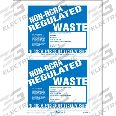 LABELMASTER Lasr Non-RCRA Regulated Waste Label: Non-RCRA Regulated Waste, 6 in x 5 in