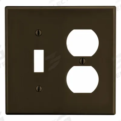 HUBBELL Wall Plate: Combo, 2 Gang, Brown - Combination Wall Plates
