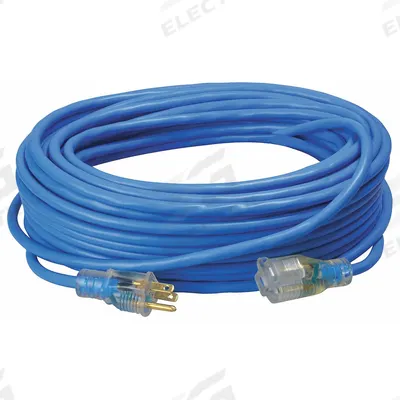 SOUTHWIRE Extension Cord: Outdoor Use, 100 ft Lg, Outlet, 5-15P, 14/3, SJTW, Blue - Outdoor Extension Cords with Single Outlet