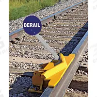 ALDON Rail Track Derailer: Derailer, Two-Way Hinged, 10 mph Speed - Max, Sign Included, Sign Holder (MPN 4014-18-6D). Key specifications — attr1385012: ALDON; attr1385058: Derailer; attr1385021: Two-Way Hinged; attr1385034: Sign Holder.
