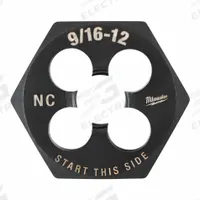 MILWAUKEE Hex Threading Die: 9/16"-12 UNC, 1 7/16 in Hex Wd, Black Oxide Carbon Steel (MPN 49-57-5365)