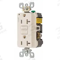 HUBBELL Receptacle: Duplex, 5-20, Light Almond, 125V AC, 20 A, 2 Pole / 3 Wire (MPN AFR20TRLA)