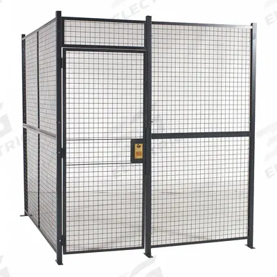 RAPIDWIRE Welded Partition Cage: 8 ft W x 10 ft D 8 ft H, Gray, 3 Sides - WireCrafters Welded-Wire