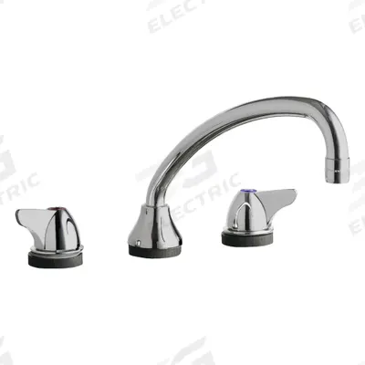 CHICAGO FAUCETS Low Arc Kitchen Faucet: 1888, Cast Brass, Widespread, Deck, 3 Mounting Holes - Widespread Kitchen Faucets