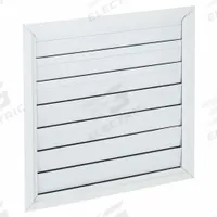 26"H-W Alu Universal Backdraft Dampr: For 24 in Fan, Single Panel, 26 in H, 26 in W, 1 5/8 in D (MPN 4C224). Key specifications — Airflow Direction: Horizontal; Brand: DAYTON; Maximum Air Velocity: 2250 fpm; Mounting Position: Vertical.