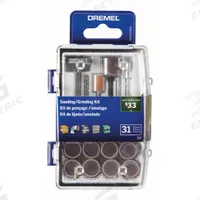 DREMEL Rotary Tool Accessory Kit: Rotary Accessory Kit, 31 Pieces, Case Included, 1/8 in Shank Dia (MPN 727-01). Key specifications — attr1097321: 85422-25/32 in Silicone Carbide Grinding Stone; attr1097325: Case Included; attr1097330: DREMEL.