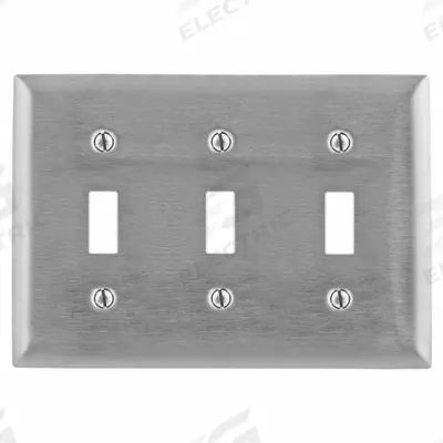 HUBBELL Wall Plate: Toggle, 3 Gang, Silver - General Purpose Wall Plates