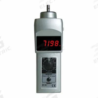 NIDEC-SHIMPO Tachometer: +/-0.006% RPM Accuracy, 1 RPM, 25,000 RPM Max Contact RPM, Included - Contact Tachometers