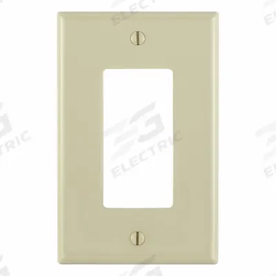 LEVITON Wall Plate: Duplex Outlet, 1 Gang, Ivory - General Purpose Wall Plates