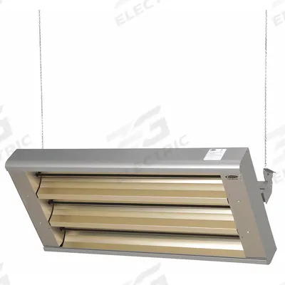 FOSTORIA Electric Infrared Heater: 10,950W Watt Output, 480V AC, 1 or 3 Phase, Hardwired - Indoor/Outdoor Suspended Infrared Radiant Electric Ceiling Heaters
