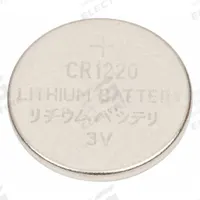 APPROVED VENDOR Button Cell Battery: 1220 Battery Size, Lithium, 35 mAh Capacity, 3V DC, 0.078 in Dp (MPN CR1220). Key specifications — Voltage - Batteries: 3V DC; Battery Chemistry: Lithium; Product Type: Button Cell Battery; Battery Size: 1220; Brand: APPROVED VENDOR; Voltage - Subhead: 3V DC.