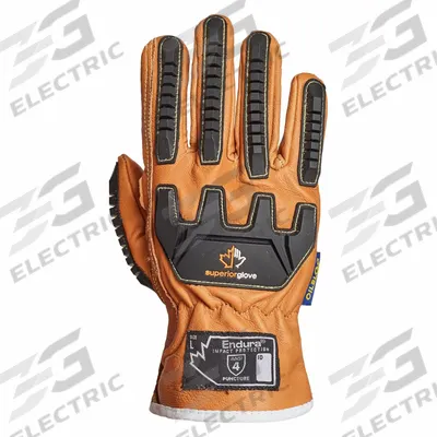 SUPERIOR GLOVE Leather Gloves: Double Palm, Goatskin, Std, Glove, Full Finger, Unlined - Impact-Resistant Drivers Gloves