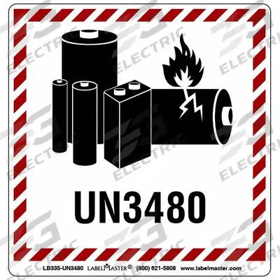 LABELMASTER Container Label: Lithium Battery Handling Marking, 3 15/16 in x 3 15/16 in - Lithium Batteries
