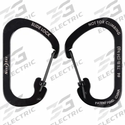 NITE IZE Carabiner: 75 lb Working Load Limit, Wire Gate, Stainless Steel - Load Rated Spring Snaps
