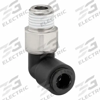 LEGRIS Push-Fit Elbow Fitting: 1/8 in Pipe x 8 mm OD Size, BSPT x Push-to-Connect - Nylon & Nickel-Plated Brass Tube Fittings