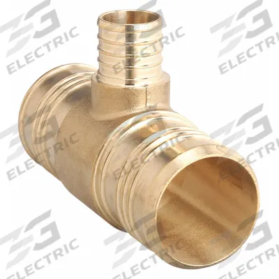 ZURN Barbed Tee: Brass, Crimp, 1 1/4 in ID, 1 1/4 in ID - Crimp-On Brass Barbed Tube Fittings