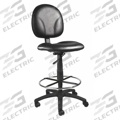 BOSS Drafting Chair: Black, Vinyl Material, Armless Arm, 20 in Seat Wd, 18 in Seat Dp - Armless Drafting Chairs