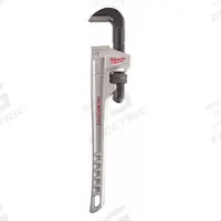MILWAUKEE Pipe Wrench: Aluminum, 2 1/2 in Jaw Capacity, Serrated, 18 in Overall Lg, Ergonomic (MPN 48-22-7218). Key specifications — attr309808: Ergonomic; attr309815: Aluminum; attr324941: MILWAUKEE.