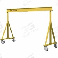 CALDWELL Portable Gantry Crane: Adj Span, Fixed Ht, 2,000 lb Load Capacity, Steel, 16.7 ft (MPN H90-1-16/14). Key specifications — Rotating Legs: No; Brand: CALDWELL; Height Adjustability: Fixed Height; Mobility Under Load: Mobile.