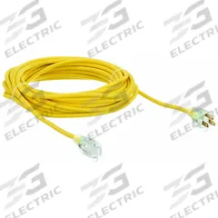 APPROVED VENDOR Extension Cord: Outdoor Use, 50 ft Lg, Outlet, 5-15P, 16/3, SJTOW, Yellow, 125V AC (MPN 4GAA6). Key specifications — Brand: APPROVED VENDOR; Temperature Rating: -58° to 194°F; NEMA Plug Configuration: 5-15P.