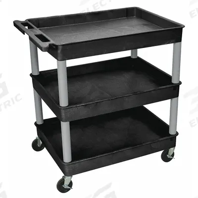 APPROVED VENDOR Utility Cart: 400 lb, 3 Shelves, 32 in L x 24 in W Self, Black - General Purpose Utility Carts