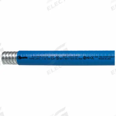 LIQUATITE Liquid Tight Conduit: 3/4 in Trade Size, Blue, 100 ft Nominal Lg - Food Grade Liquid-Tight Flexible Metal Conduit
