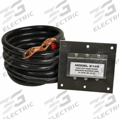 ASSOCIATED EQUIP Plug-In Polarized Stainless Steel Socket: Crimped, 1 AWG, 5 ft Cable Lg - Plug-In Jumper Cables