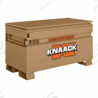 KNAACK Chest-Style Jobsite Box: 48 in W x 24 in D x 28 1/2 in H, 16 cu ft, Tan (MPN 4824-KL). Key specifications — attr1116233: Tan; attr1116253: KNAACK; attr1222022: Includes Proprietary Recessed Padlock.