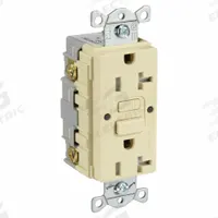 HUBBELL GFCI Receptacle: Duplex, 5-20, Ivory, GFCI, 125V AC, 20 A, 2 Pole / 3 Wire (MPN GFRTR20I)