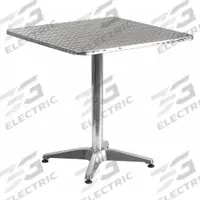 FLASH FURNITURE Patio Table: Gray, Metal, 27 1/2 in Overall Ht, 27 1/2 in Overall Wd, Aluminum, Gray (MPN TLH-053-2-GG). Key specifications — Frame Color: Gray; Frame Material: Aluminum; Tabletop Color: Gray; Tabletop Material: Metal.