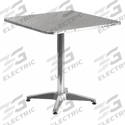 FLASH FURNITURE Patio Table: Gray, Metal, 27 1/2 in Overall Ht, 27 1/2 in Overall Wd, Aluminum - Square Top Patio Tables