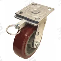 APPROVED VENDOR Plate Caster: Swivel, Directional Lock, Iron, 6 in Wheel Dia., 2 in Wheel Wd, Slot (MPN P21S-URP060R-14-DL). Key specifications — Brand: APPROVED VENDOR; Wheel/Tread Color: Red; Roll Up: Swivel with Directional Lock.