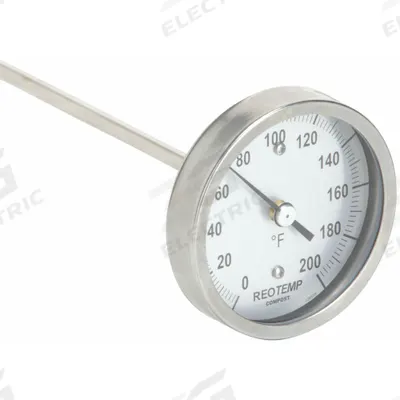 REOTEMP Compost Dial Thermometer: 0°F to 200°F, +/- 1% Accuracy, 72 in Stem Lg - Dial Thermometers for Compost