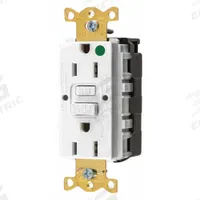 HUBBELL GFCI Receptacle: Hospital Grade Fed. Spec., Decorator Duplex, 5-15R, White, GFCI, 125V AC (MPN SNAPGF82W)