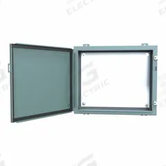 HAMMOND Electrical Enclosure: Steel, 20 in x 24 in x 6 in, NEMA 12/13, w/Panel, Solid Cover, Hinged (MPN 1418ER6). Key specifications — Brand: HAMMOND; Closure Method: Clamps; Knockouts: Not Included.