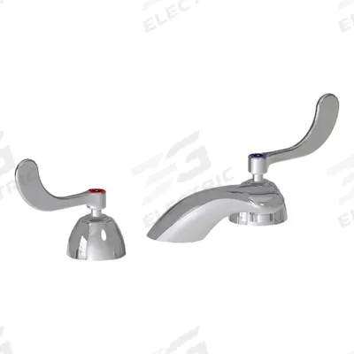 CHICAGO FAUCETS Low Arc Bathroom Faucet: 404, Cast Brass, Polished Chrome Finish - Widespread Handle Bathroom Faucets