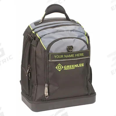 GREENLEE Tool Backpack: 15 in W 9 1/2 in D 18 1/2 in H, Polyester, Black - Polyester Tool Backpacks