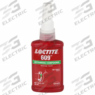 LOCTITE Retaining Compound: 609, 1.7 fl oz, Bottle, Green - Close-Fitting Parts Retaining Compounds