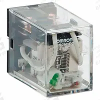 OMRON General Purpose Relays: Socket Mounted, 24V DC, DPDT, 8 Pins/Terminals, D Socket (MPN LY2I4N DC24). Key specifications — Brand: OMRON; Base Type: Square; Mounting Style: Plug-In; Electrical Connection: Plug-In; Manufacturer Part Number: LY2I4N DC24; Series: LY.