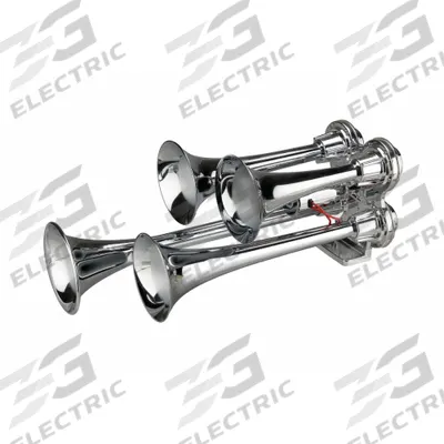 WOLO Air Horn: 12-24V DC, High Tone, Air, Silver, Chrome Plated, 130 dB Sound Level - Max - Air-Powered Horns