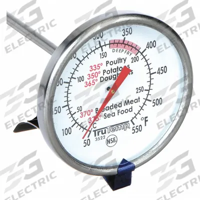 TAYLOR Deep Fry Thermometer: Temp Test, Analog, 12 in Overall Lg, 2 in Dial Size - Candy & Frying Thermometers