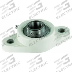 NTN 2 Bolt Flange Bearing: Radial Ball, 3/4 in Bore, Polymer, Set Screws, 4 7/16 in Lg, Rhombus (MPN SUCNFL204-12). Key specifications — Bore Type: Cylindrical; Brand: NTN; Lubricant Material: FDA/USDA-H1 Solid Grease; Mounting Bolt Size: 3/8 in; System of Measurement: Inch; Included Bearing Cap: None.