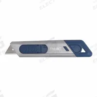 PACIFIC HANDY CUTTER, INC Utility Knife: 6 in Overall Lg, Textured, 1 1/4 in Overall Wd, Metal, Blue (MPN E12215-9). Key specifications — attr307884: Tool-Free; attr307885: Carbon Steel Rounded Tip; attr307882: Blue; attr307878: Textured; attr307881: Metal; attr324892: PACIFIC HANDY CUTTER, INC.